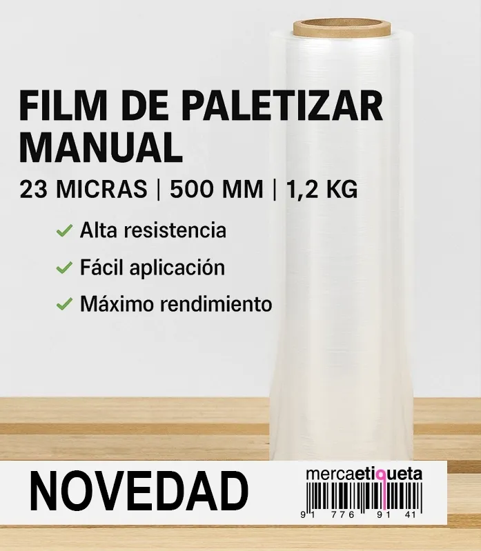 Film de Paletizar Manual 23 Micras – 500 mm x 1,2 kg de Plástico Real